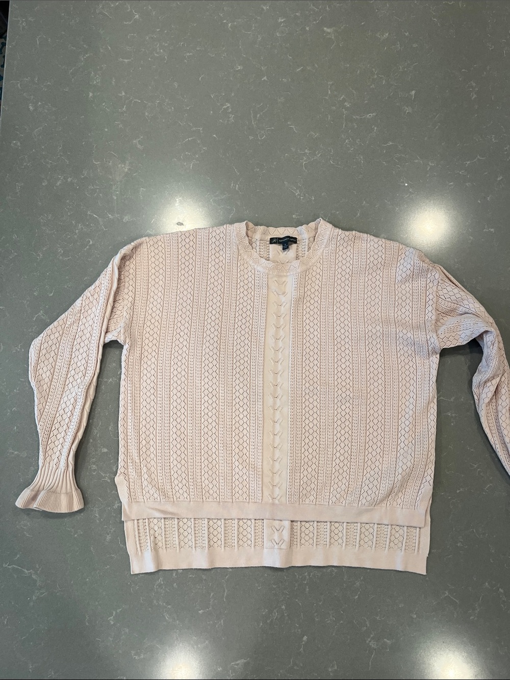 Adrianna Papell Soft Blush Cable Knit Crewneck Sweater
